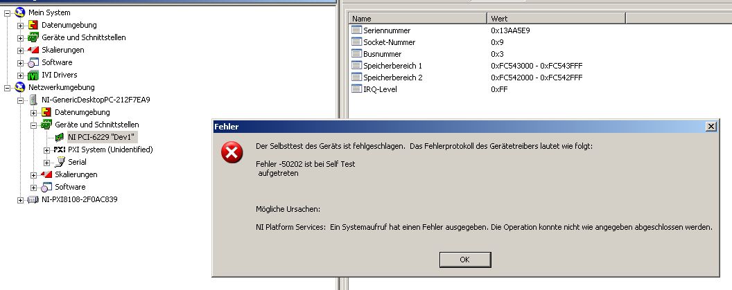Solved Ni 6229 Results In Error 50202 On Fujitsusiemens Celsius